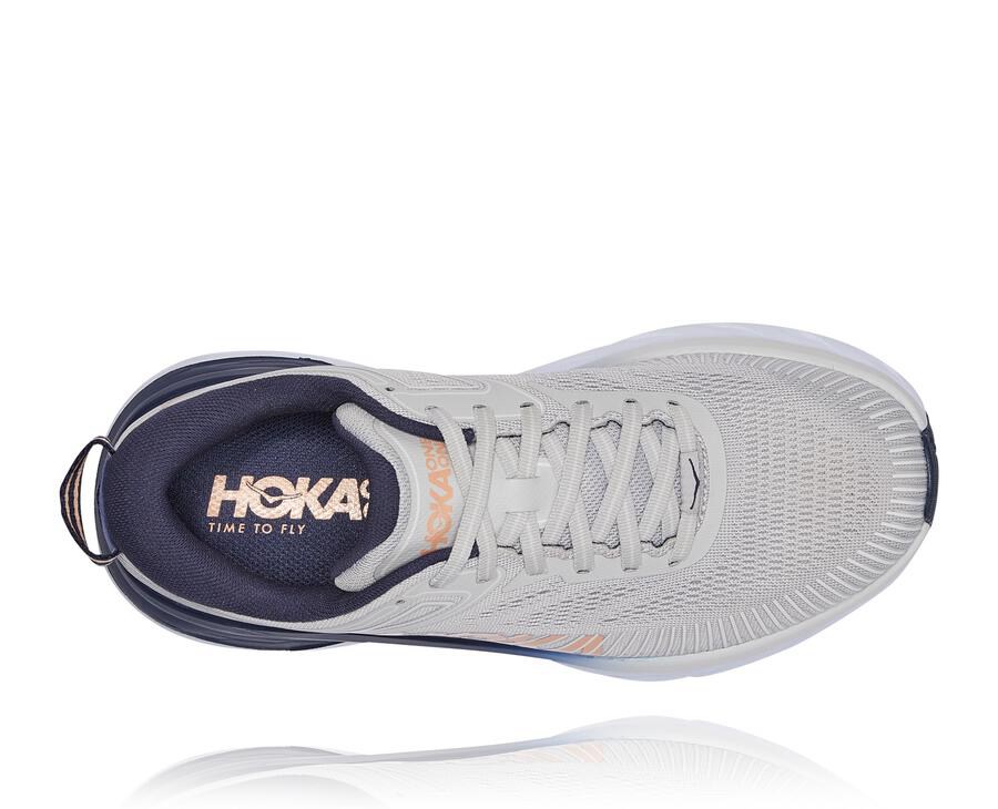 Hoka Australia One One Bondi 7 - Womens Running Shoes Grey/Black - IJEZL-1379